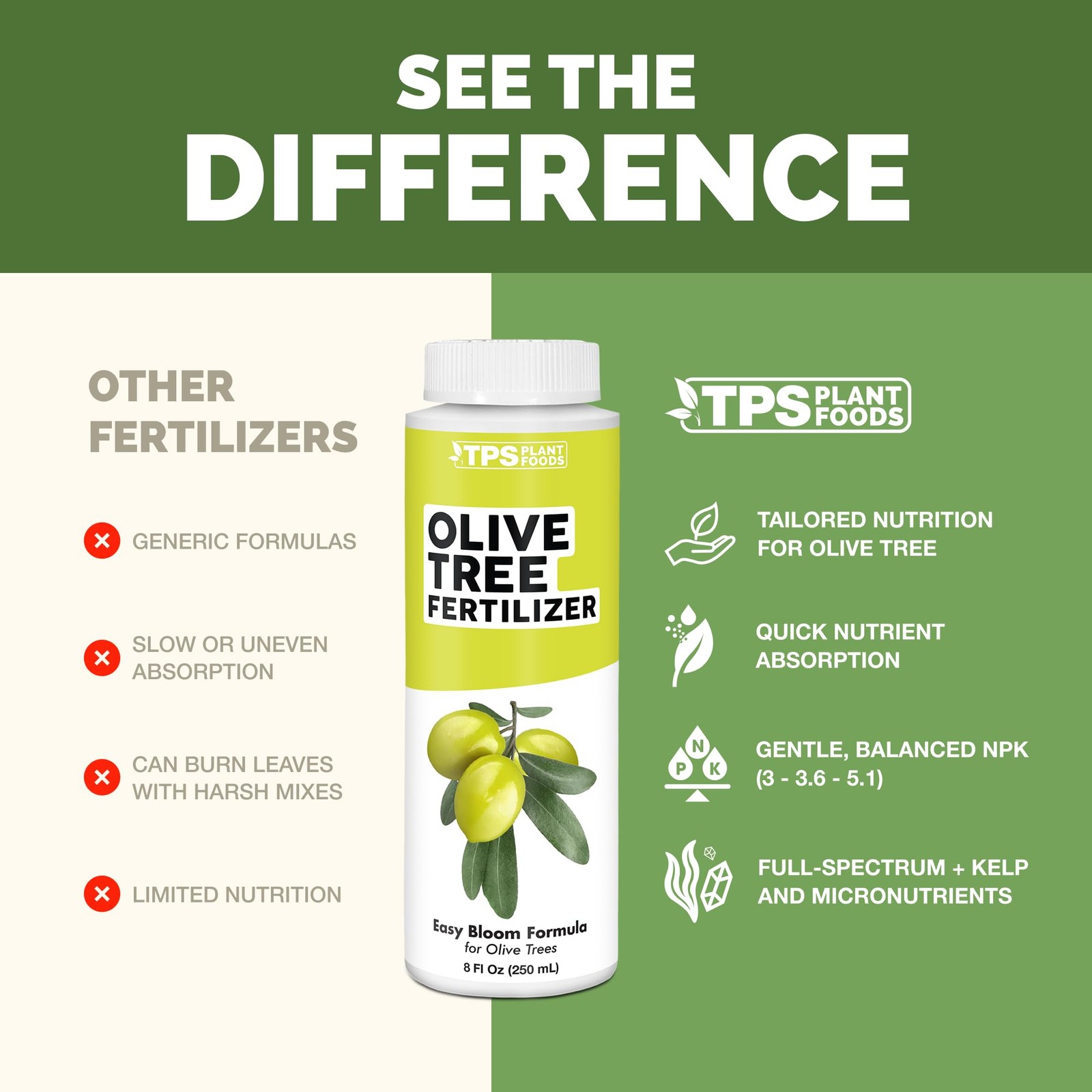 Olive Tree Fertilizer – Liquid Plant Food for Bigger Harvests 8 oz (1/2 Pint)