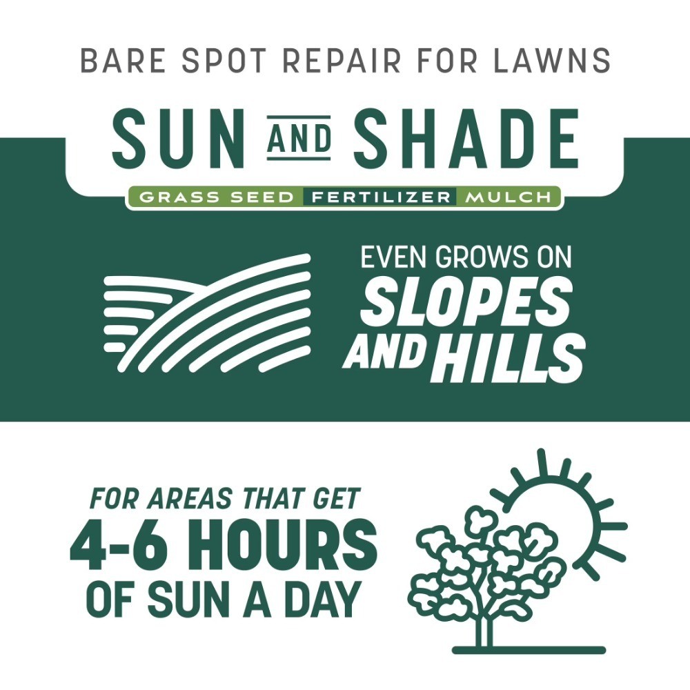 Sun and Shade Grass Seed Mix for Lawns, Partial Sun to Partial Shade Coverage,
