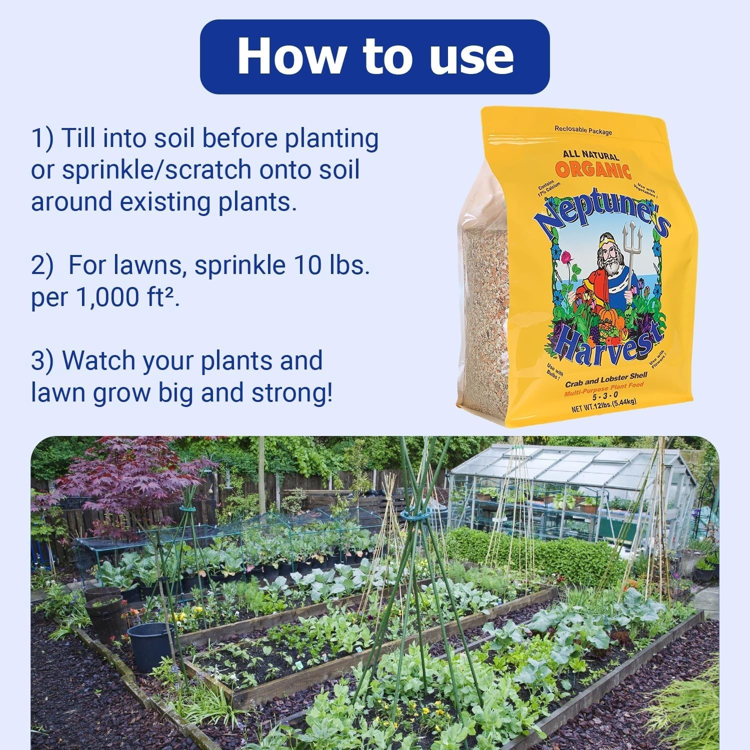 Organic Crab & Lobster Shell Plant Food – 12 LB for Vibrant Gardens & Vegetables
