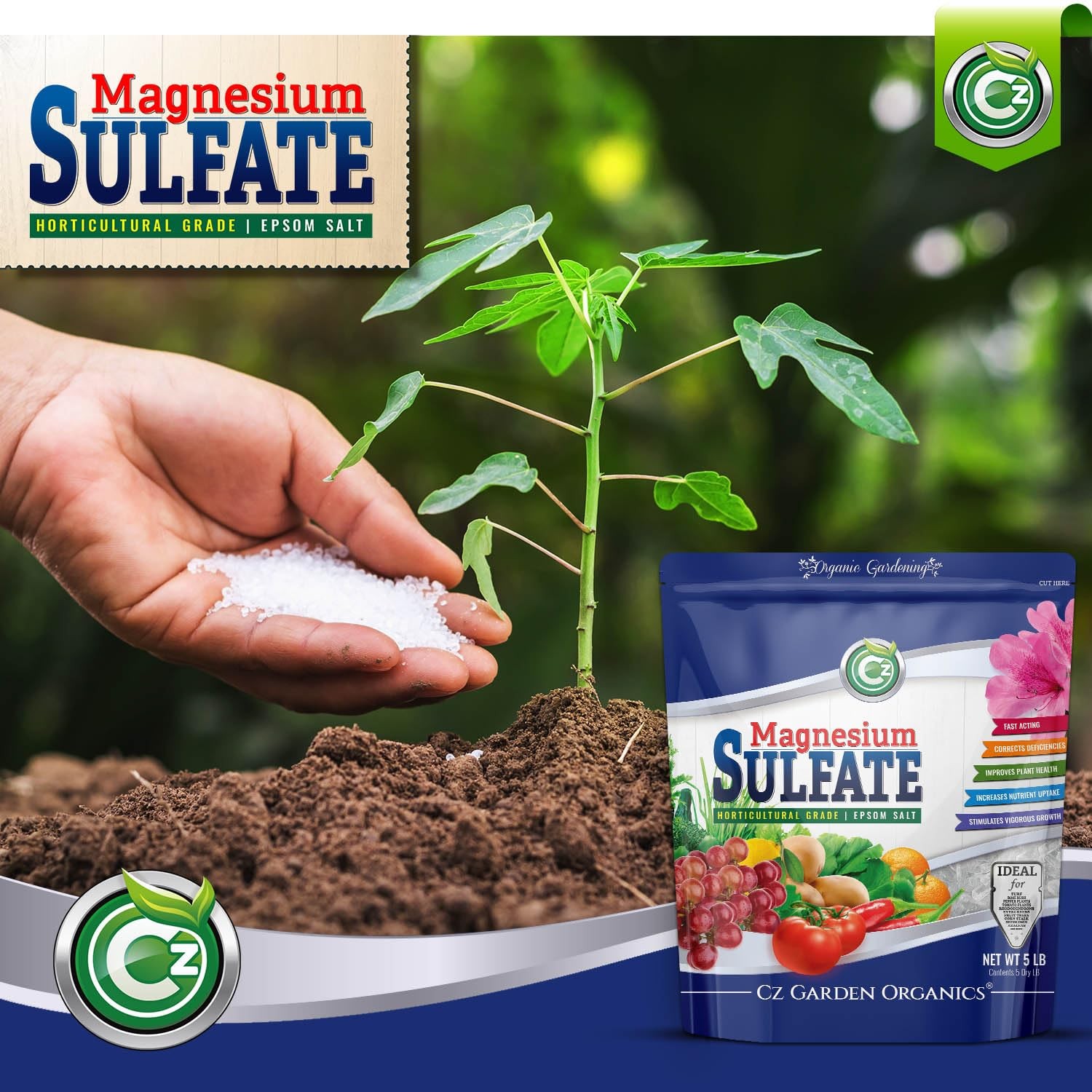 Magnesium Sulfate Epsom Salt 5LB – Made in USA – Plant Food Fertilizer