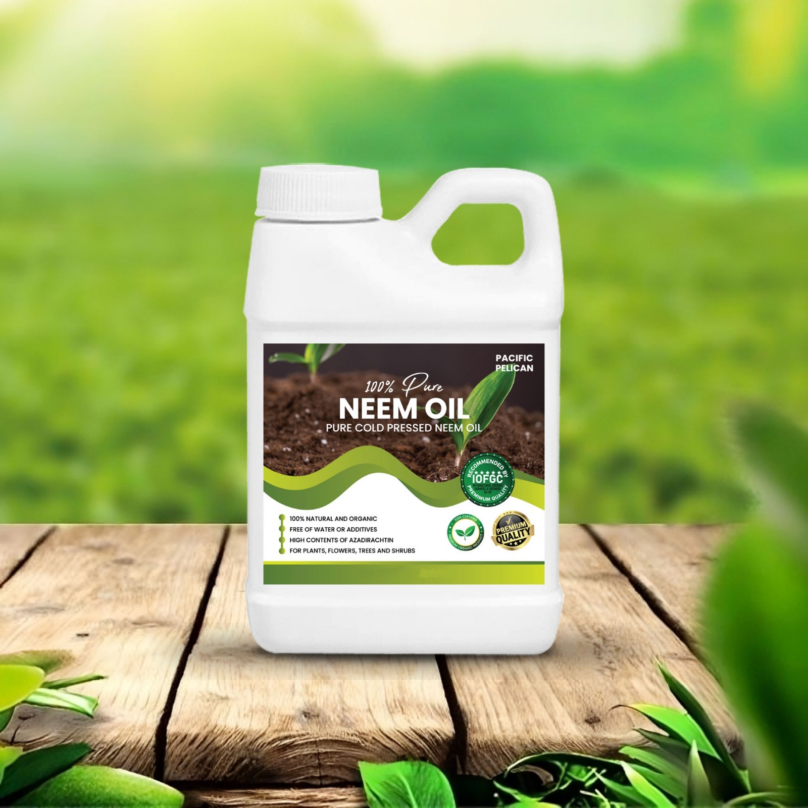 Pacific Pelican 100% Pure Cold Pressed Neem Oil – For Plants & Vegetables