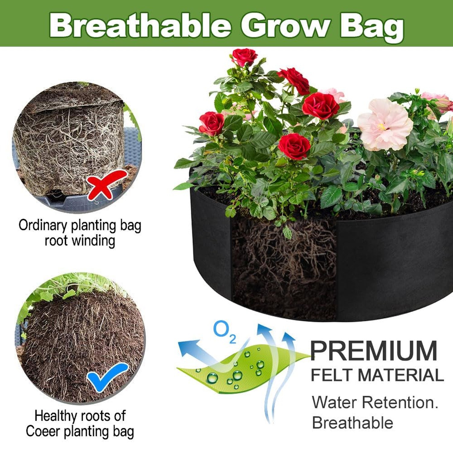 2-Pack 50 Gallon Grow Bag, Heavy Duty Thickened Fabric Pots Round Raised Gard…
