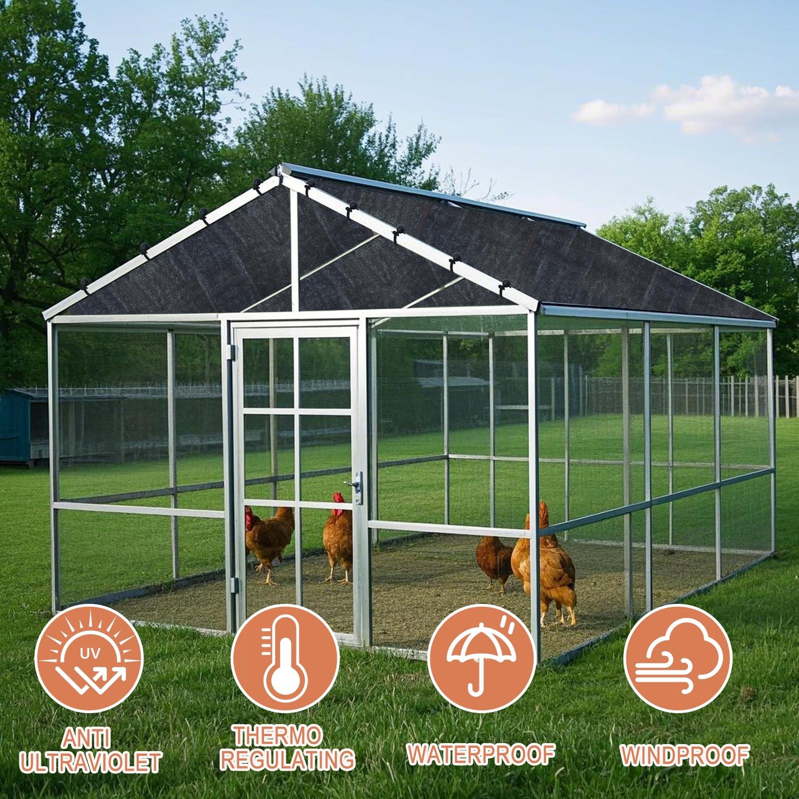 Voccos 11.5 6.6 Ft Chicken Coop Cover High Density Uv 90 Black Shade Cloth For