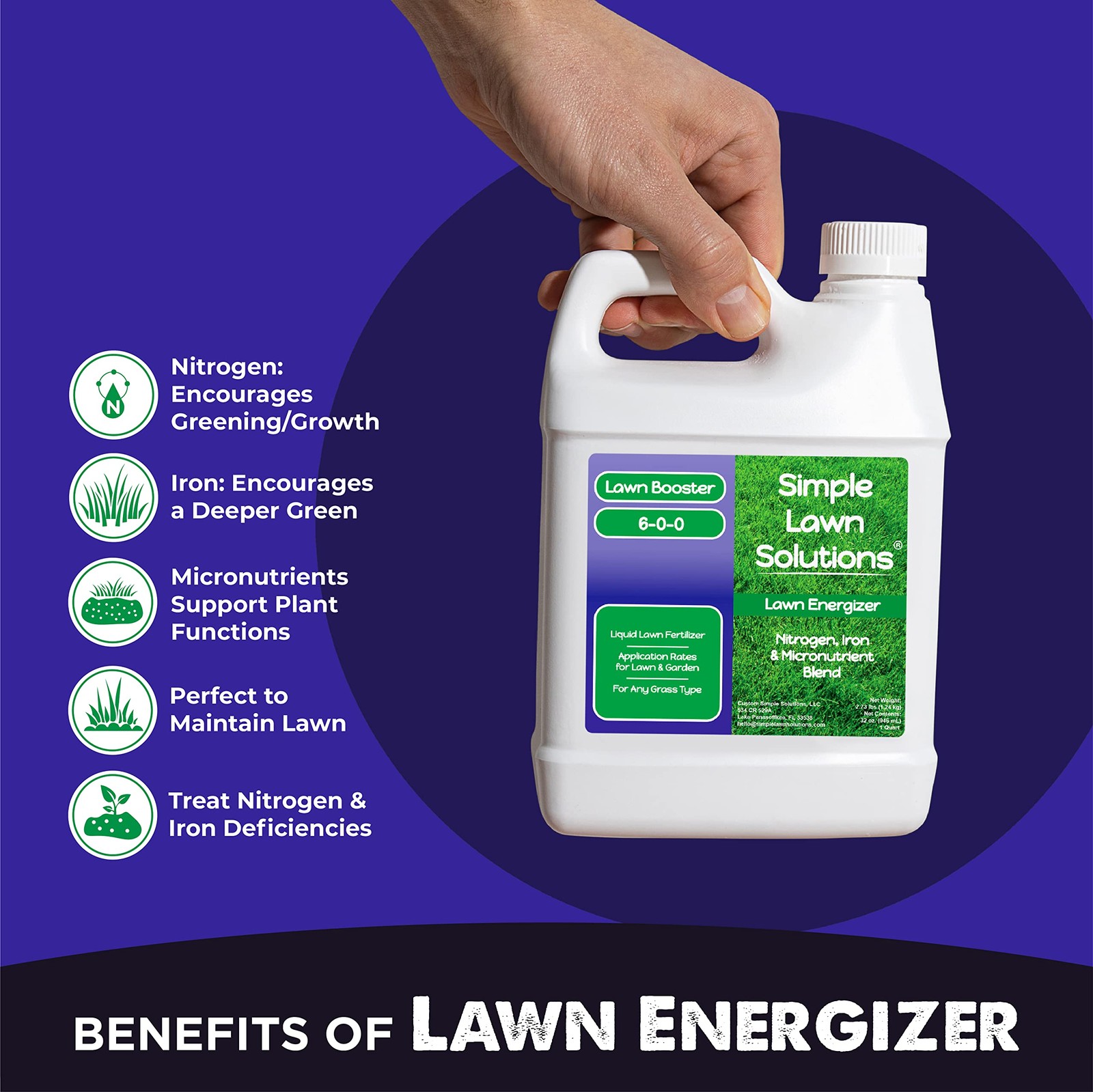 Commercial Lawn Energizer Iron Nitrogen Micronutrient – Liquid Turf Concentra…