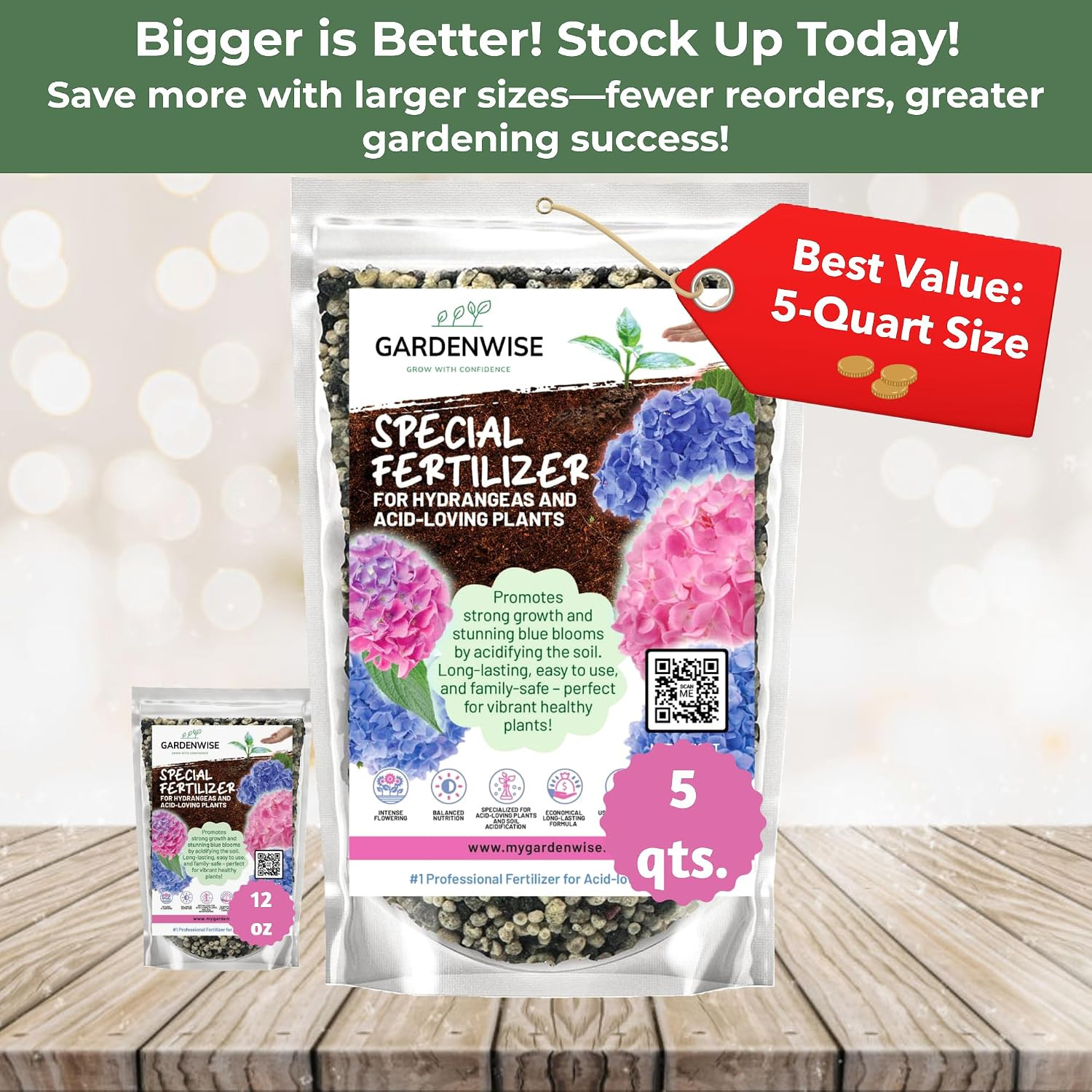 Slow Release Hydrangea Fertilizer with Iron & Sulfur, 12 Oz