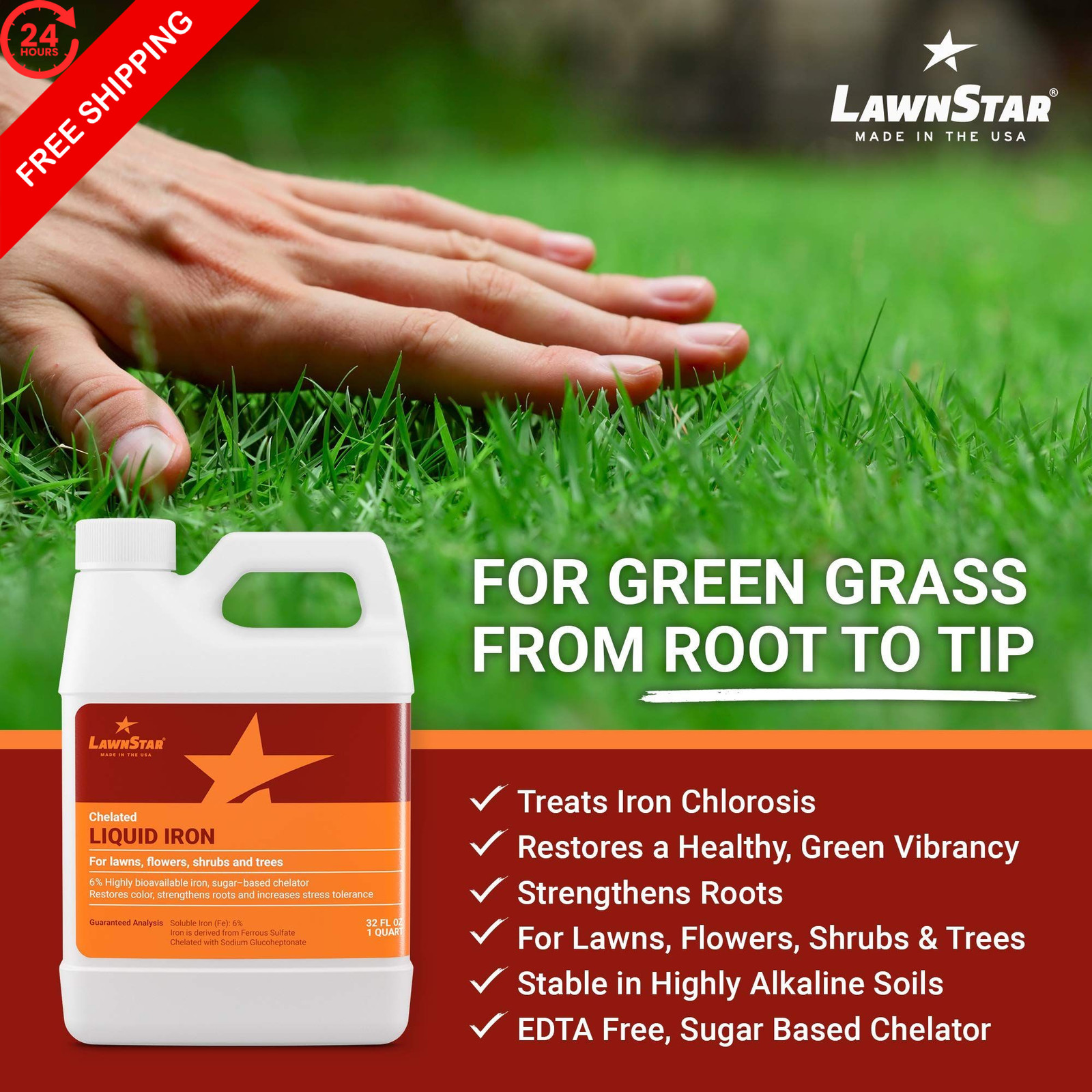 LawnStar Liquid Iron (32 OZ) for Plants – Multi-Purpose, 32 Oz (Pack of 1)