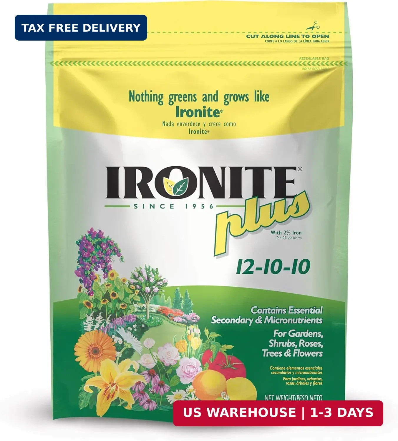 Ironite Plus Shrubs, Trees Plant Food Bag Granular 12-10-10 3lb