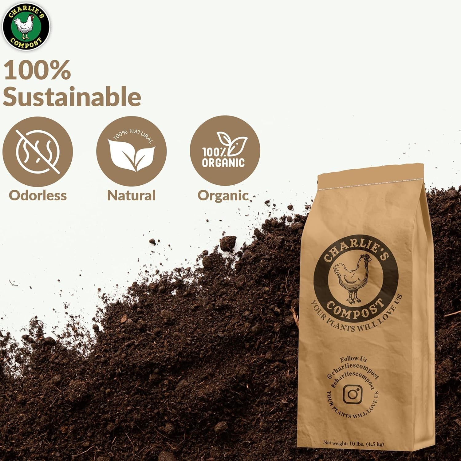 Soil Amendment 10 lb Organic Compost with Chicken Manure Biochar
