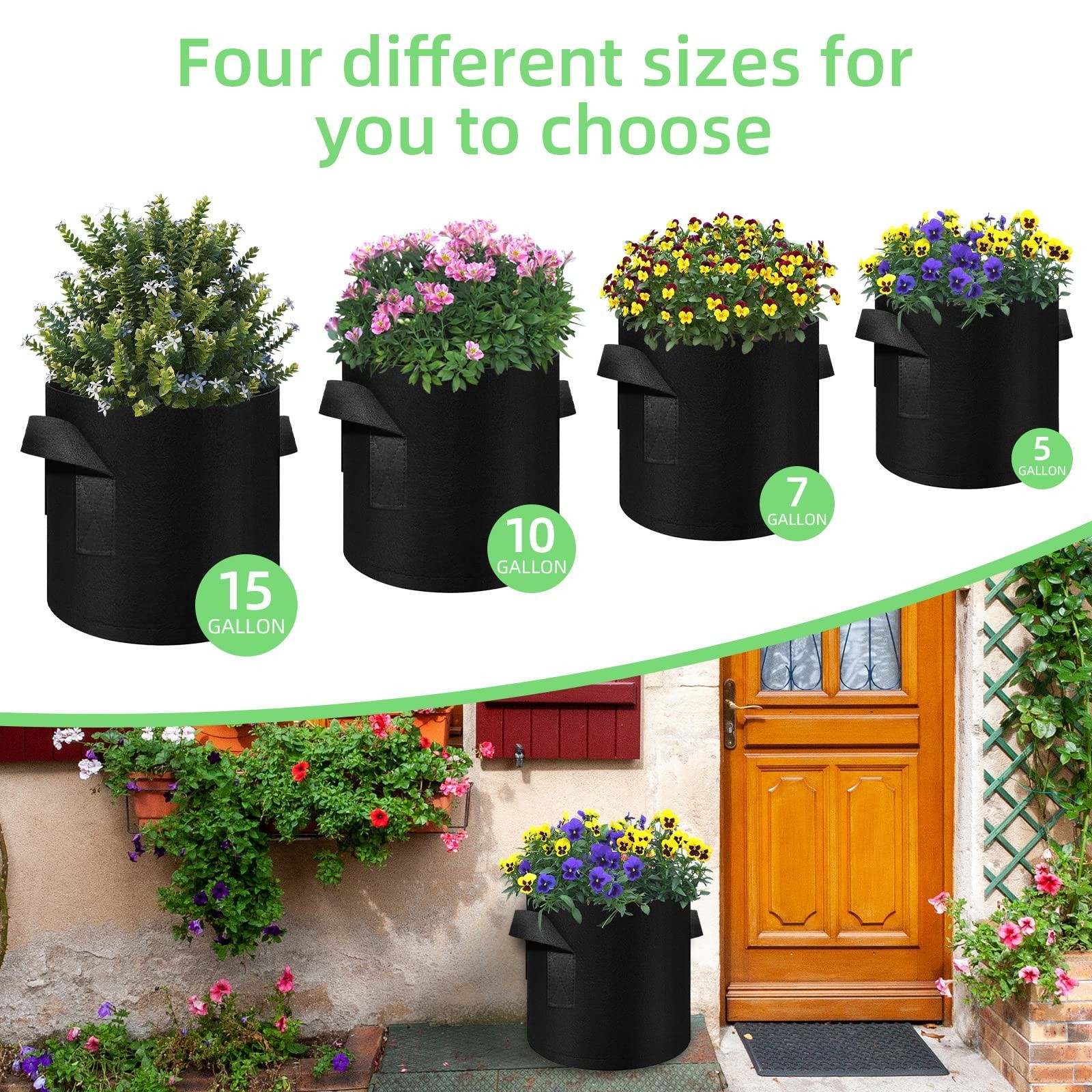 5 Gallon Grow Bags 90-Pack Garden Plant Aeration Fabric Pots with Handles Non…