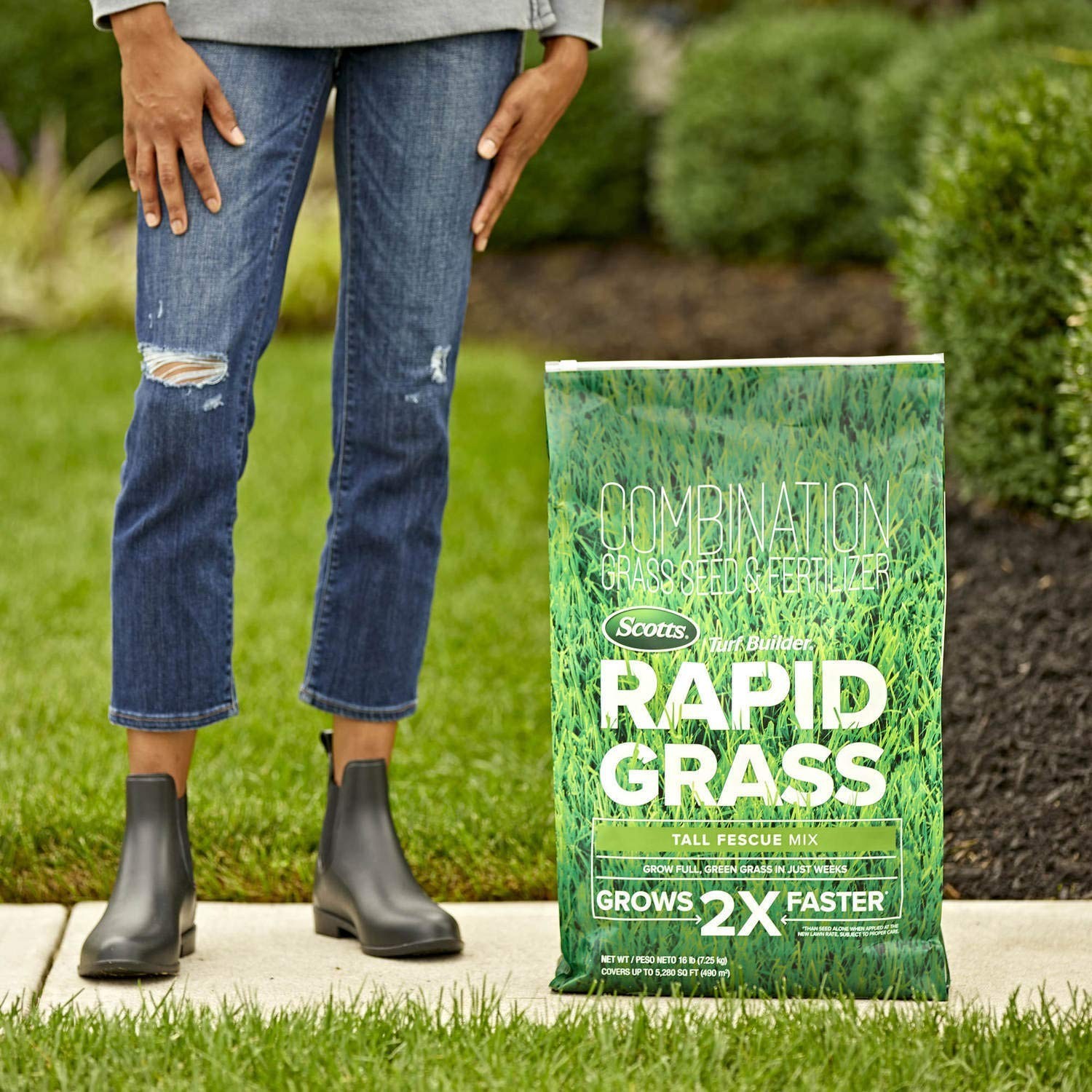 Rapid Grass Tall Fescue Seed & Fertilizer Mix – Quick-Growing Lawn Seed, 16 lbs.