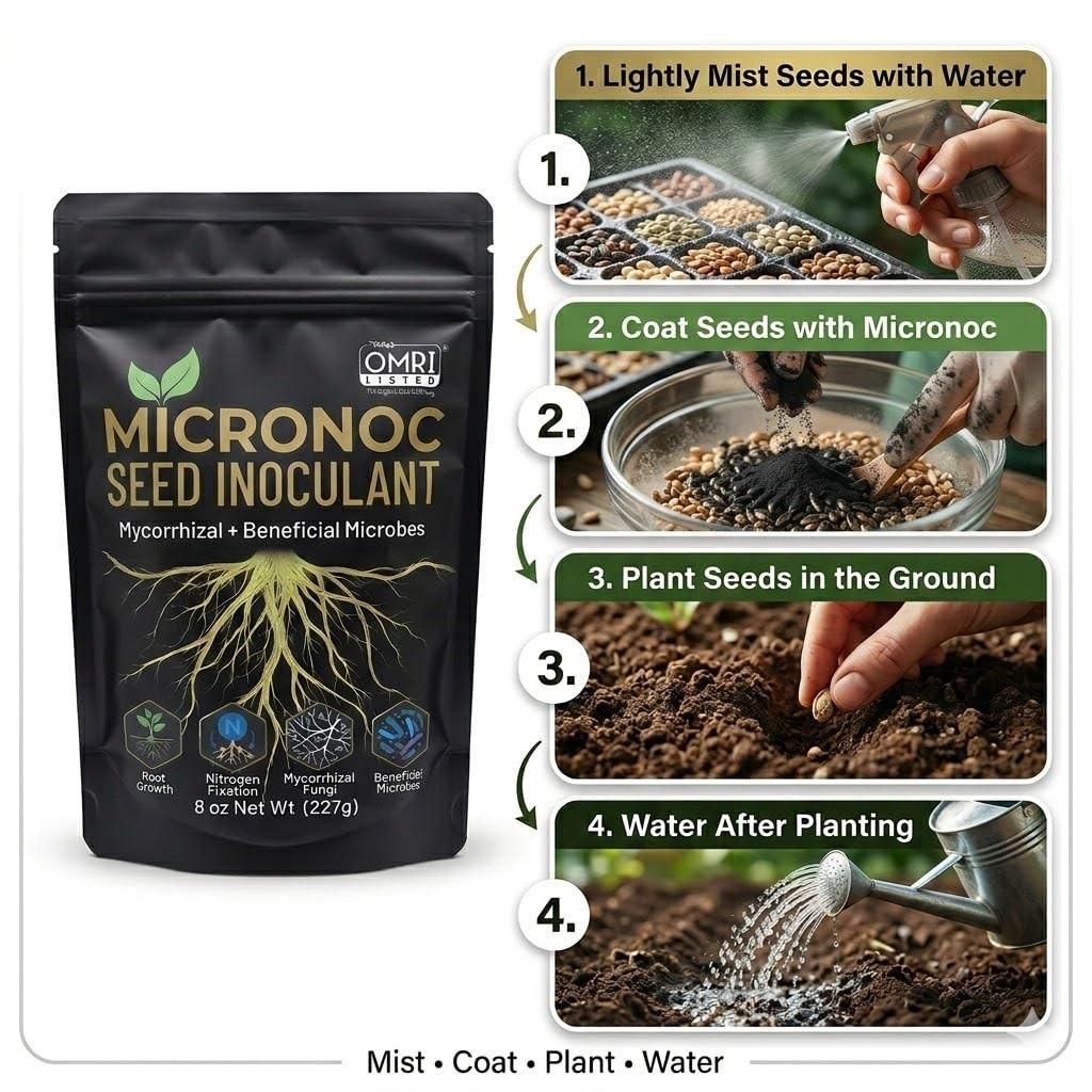 Mycorrhizal Fungi + Beneficial Microbial Blend – Seed Inoculant (8 oz) for Co…