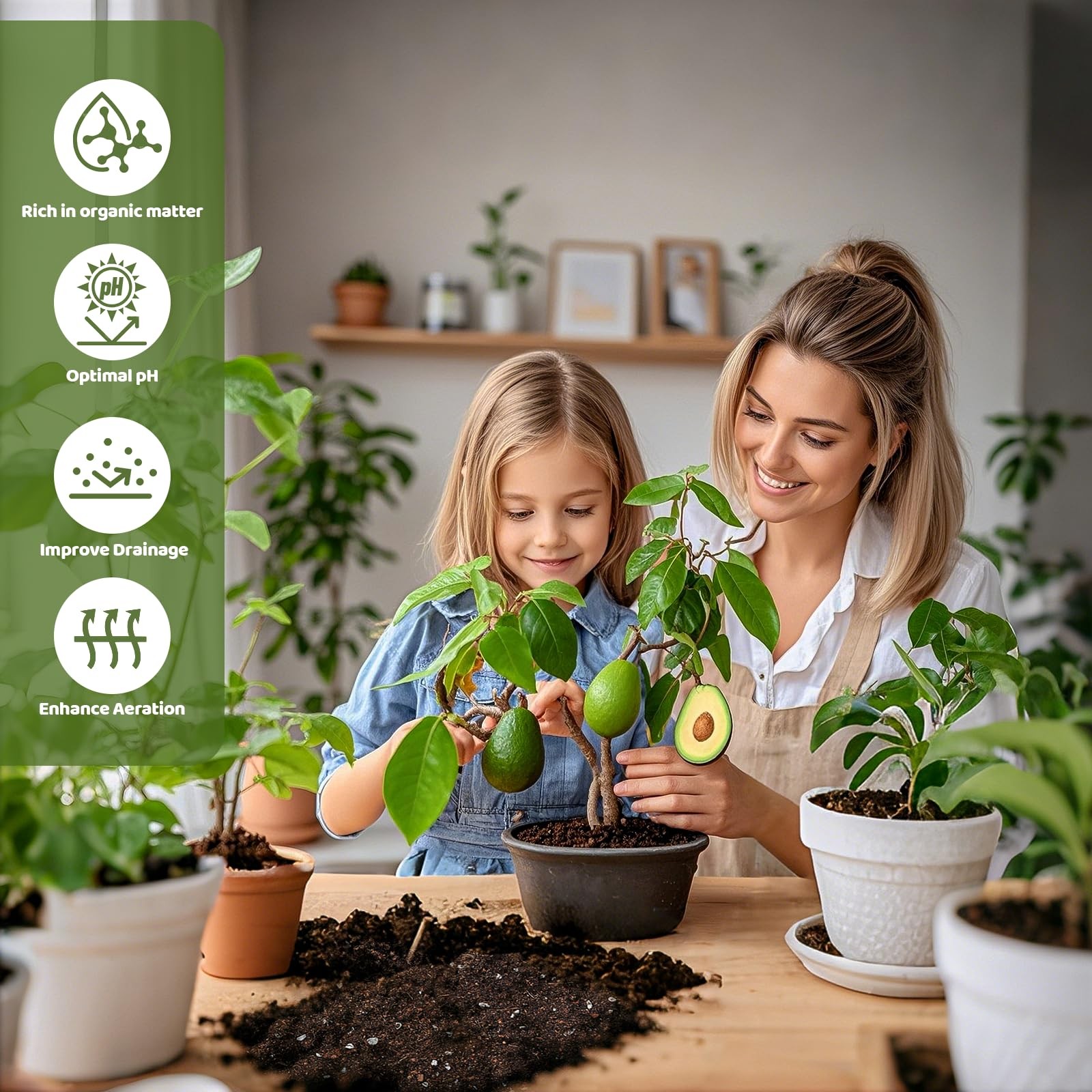 Organic Avocado Tree Potting Soil Mix 1qt, Enhance Growth and black