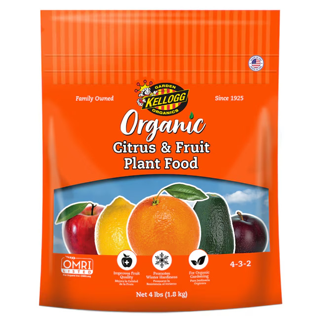 Kellogg Organic Plus 4-lb 4-3-2 Organic Natural Fruit and Citrus Plant Food