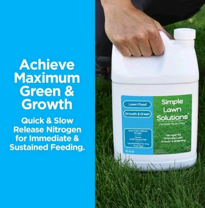 Simple Lawn Solutions 27–0–0 Liquid Lawn Fertilizer, 12,800sq Ft, 1 Gallon, NEW