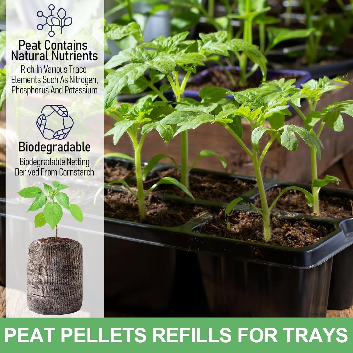 100 Pcs 50Mm Seed Starter Peat Pellets for Seedlings- Compressed Seed Starter Po