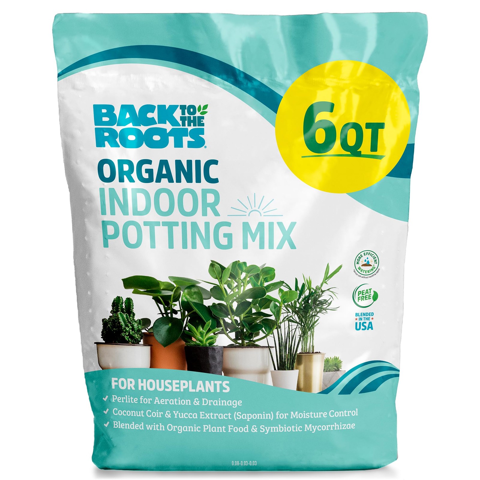 Back to the Roots 100% Organic Indoor Potting Mix (6 Quart, Soil