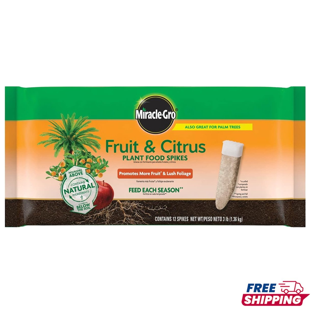Miracle-Gro Fruit & Citrus Plant Food Spikes – 10-15-15 NPK Easy-To-Use