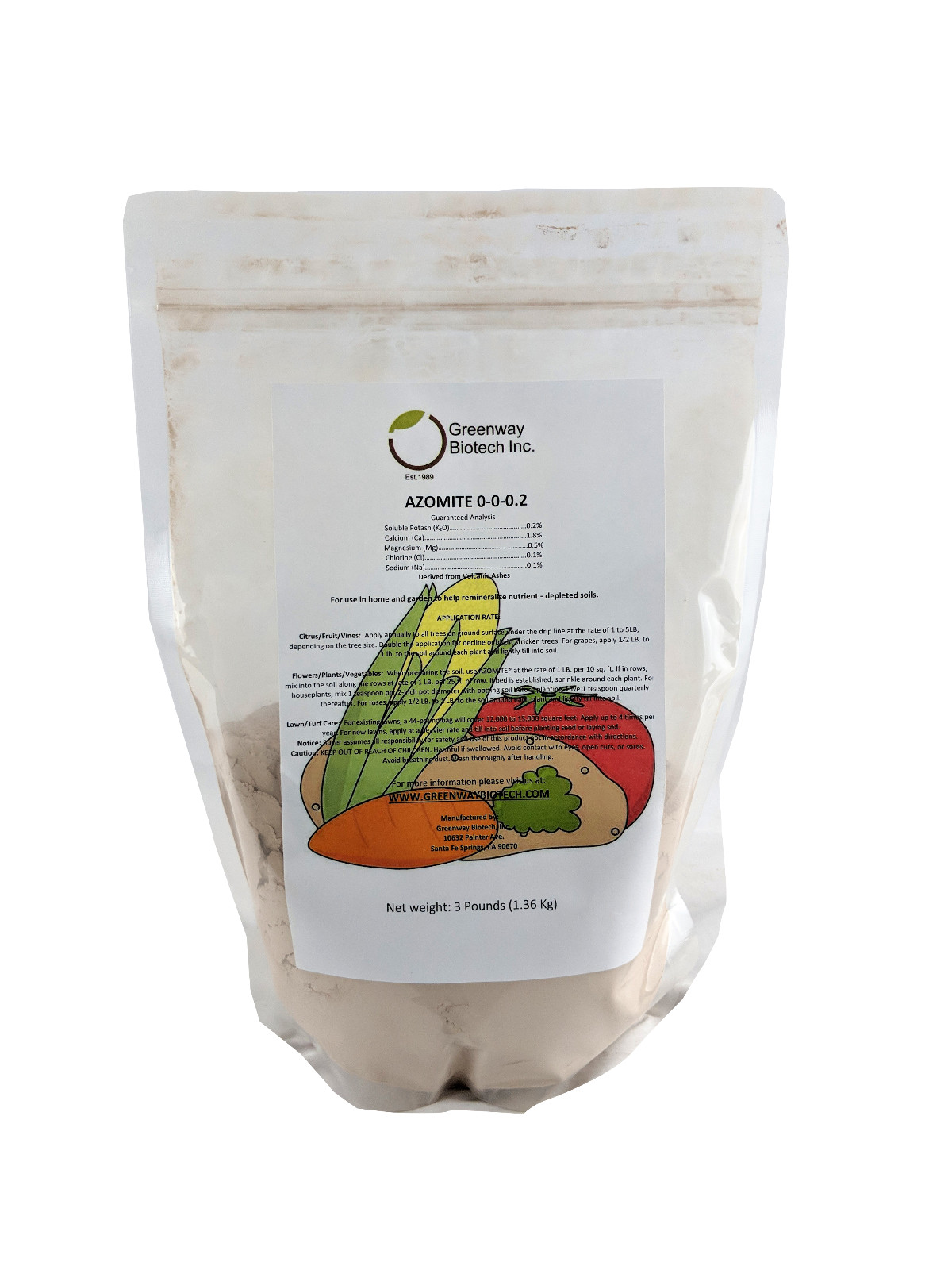 AZOMITE Powder Micronized Trace Mineral Volcanic Ash Rock Dust Powder 3 LB
