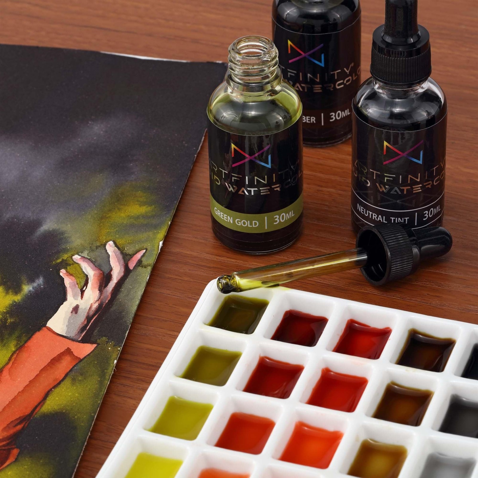 Artfinity Liquid Watercolor Paint 30 ml Bottles, Set of 12 Colors – Vibrant D…