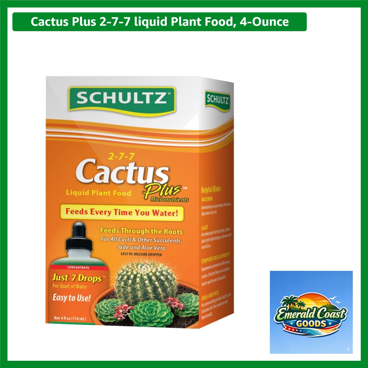 Cactus Plus 2-7-7 Liquid Fertilizer, 4 Ounces – Root Feeding for All Succulents
