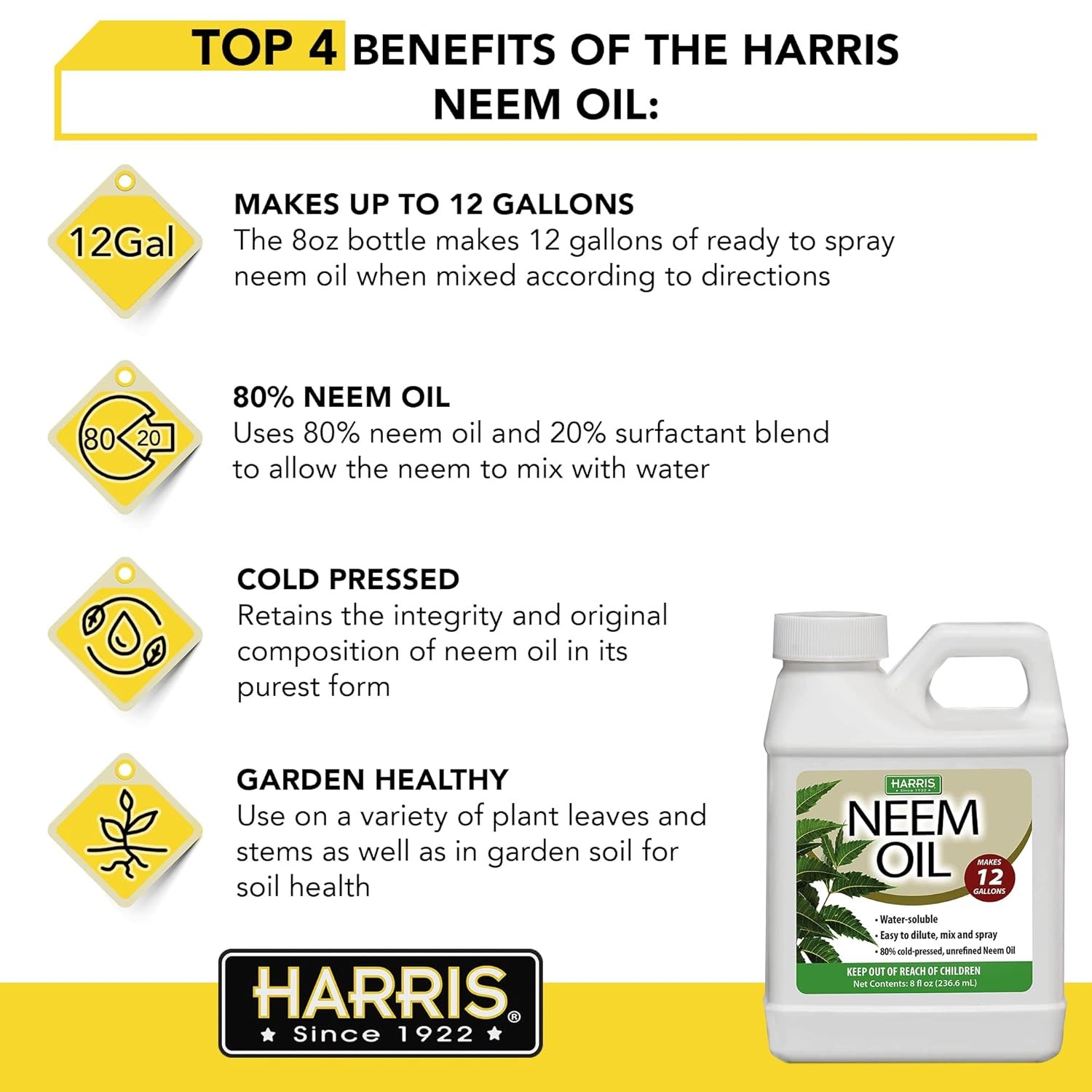 Neem Oil Cold Pressed Water Soluble Concentrate Makes 12 Gallons