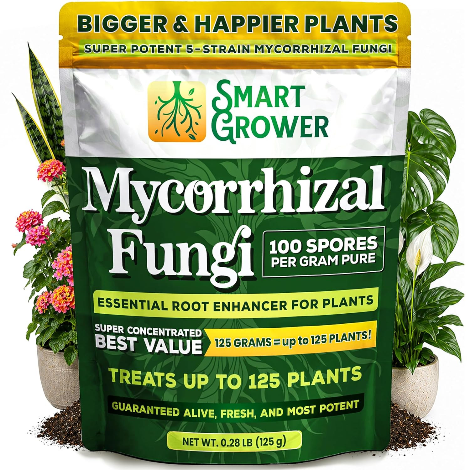 Mycorrhizal Fungi Organic Root Enhancer for Plants, Super Potent 100 Spores per