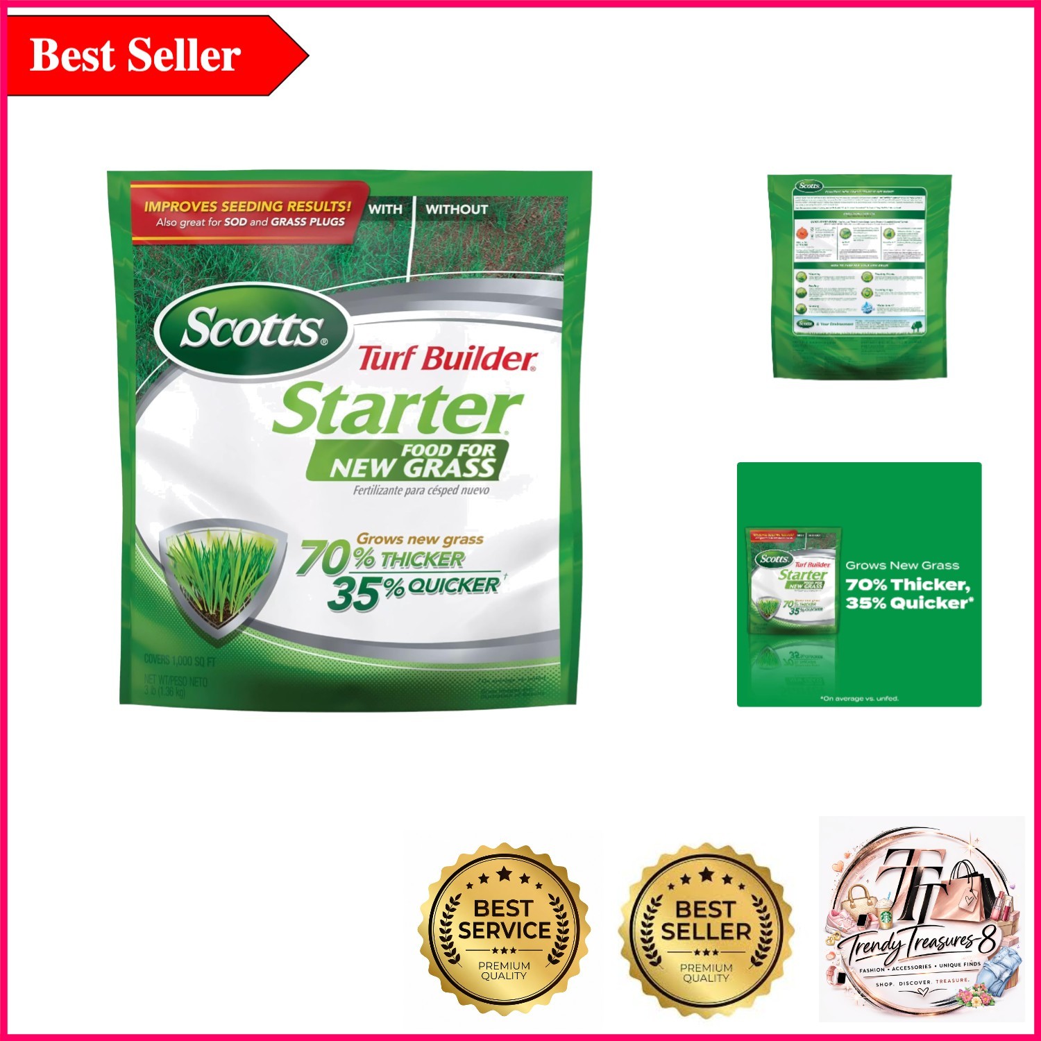 Turf Builder Starter Food for New Grass – Fast, Thick Growth Covering 1,000 s…