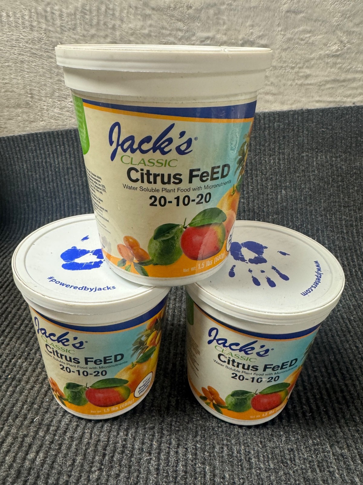 Qty 3 New Jack’s Classic Citrus Feed 20-10-20 1.5 lb.