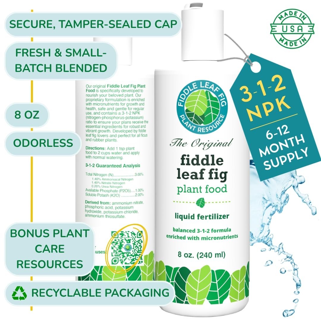 Balanced NPK Liquid Fertilizer for Fiddle Leaf Fig & Ficus – 8 oz, Stronger Root