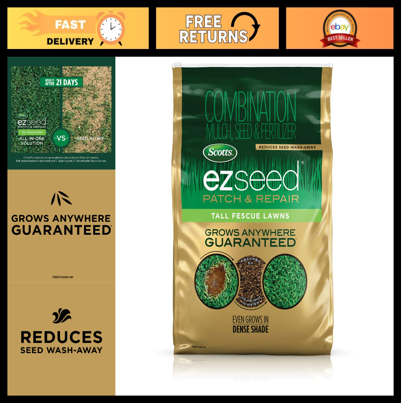 20 lb Grass Seed & Fertilizer Mix for Tall Fescue Lawns – Patch & Repair Bare Sp