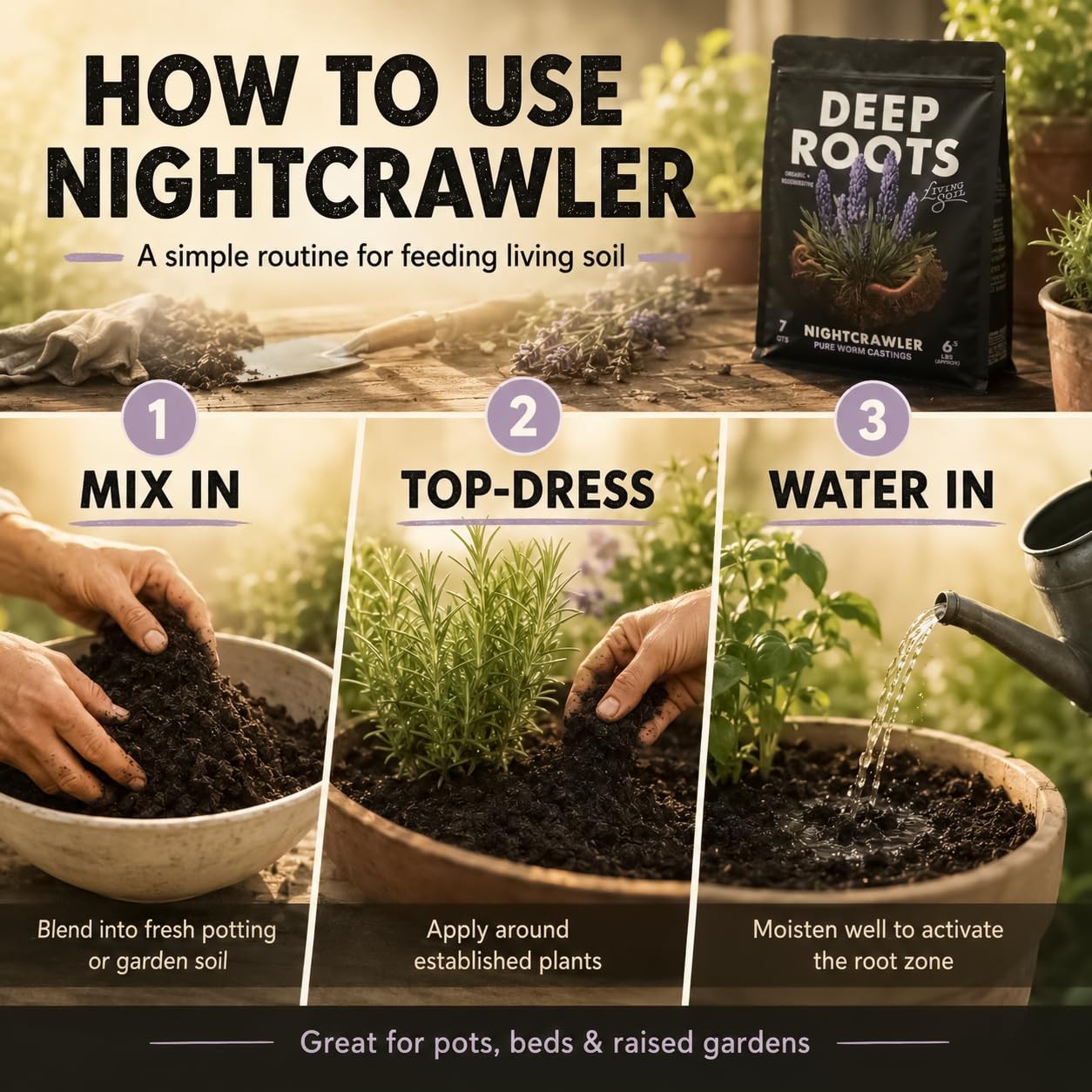 Nightcrawler Pure Worm Castings 2qt for Indoor & Outdoor Plants – Natural Soil A