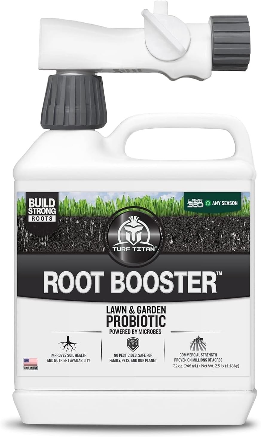 Turf Titan Root Booster Liquid Probiotic for Lawn and Garden (32 oz) with Hos…
