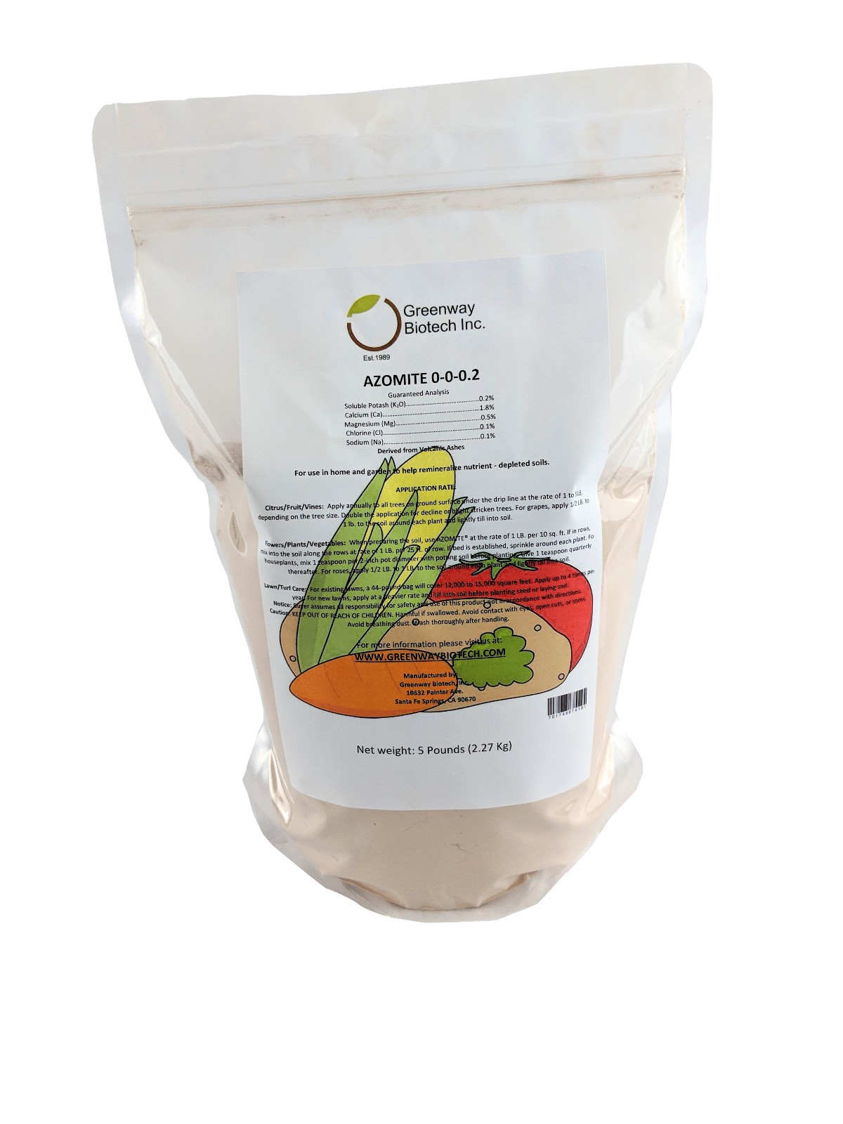 AZOMITE Powder Micronized Trace Mineral Volcanic Ash Rock Dust Powder 5 LB