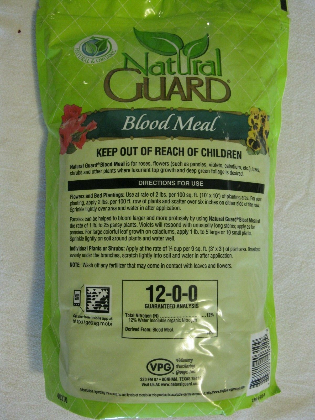 Organic Natural Guard Blood Meal 12-0-0 2.75 lbs