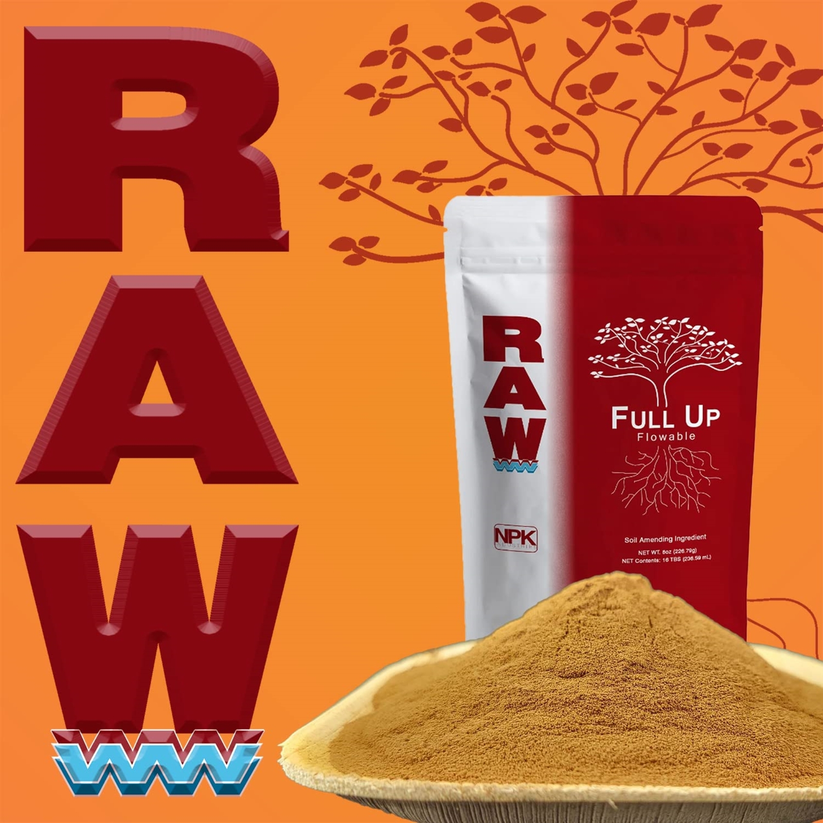 RAW Full Up Flowable Water-Soluble Premium Fulvic Acid Fertilizer, 8oz