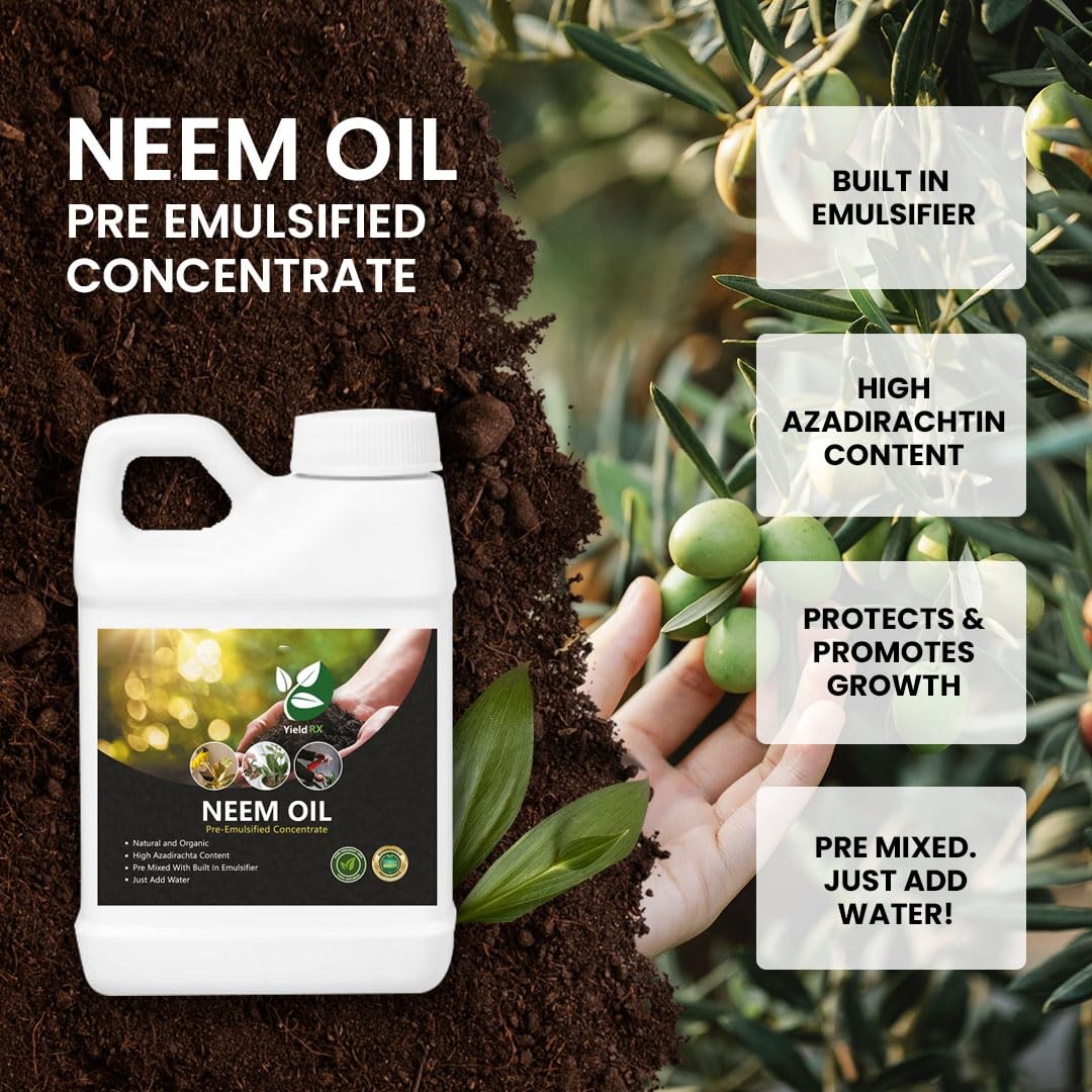 Yield RX Pre-Emulsified Neem Oil – Unscented, High Azadirachtin, Ready-to-Use