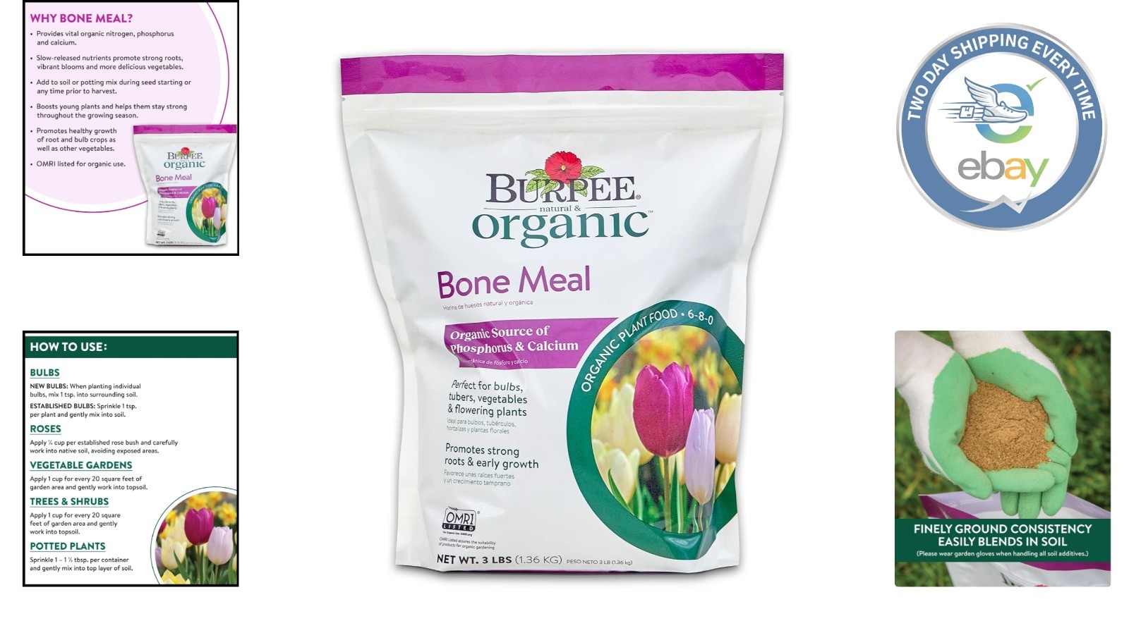 Organic Bone Meal Fertilizer for Strong Roots – Ideal for Tomatoes & Bulbs, 3 lb