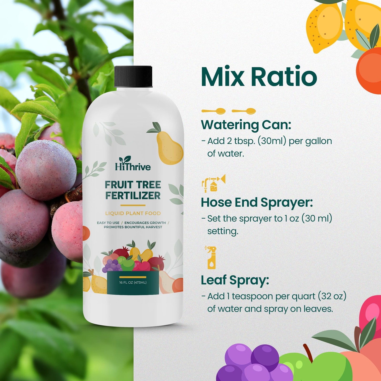 16oz Fruit Tree Fertilizer – Makes 16 Gallons of Fruit Tree Spray Plant Ferti…