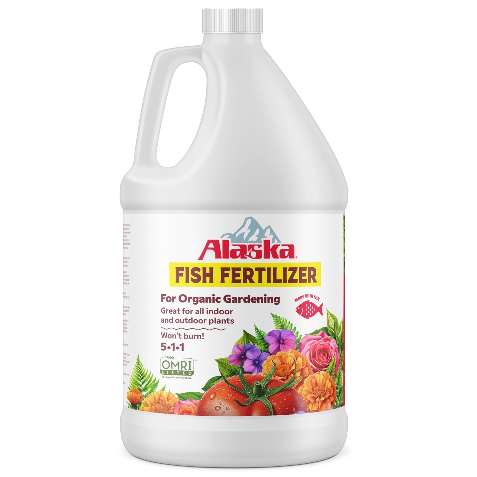 Alaska Fish Fertilizer 5-1-1 OMRI Listed Organic Plant Food for Roses Vegetables