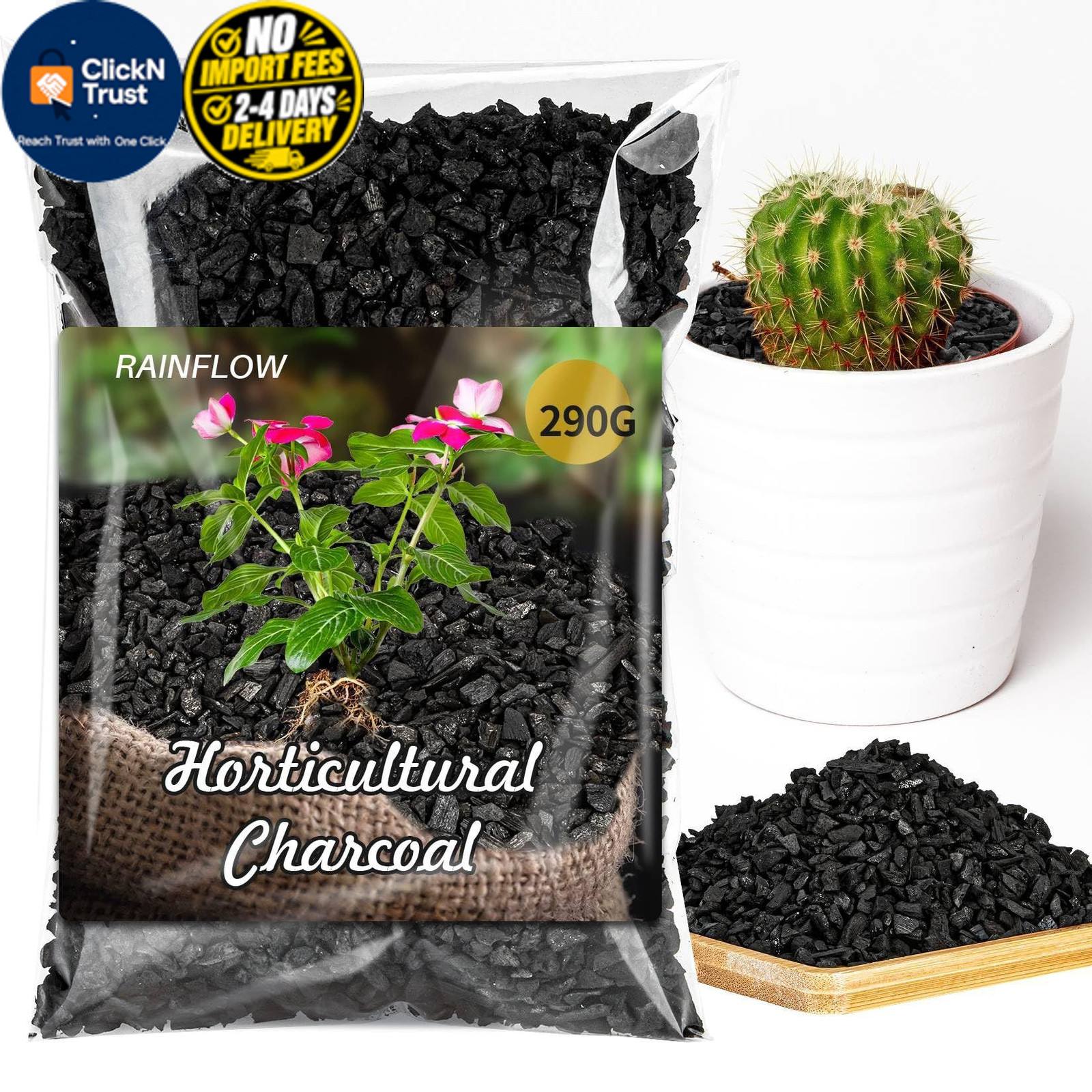 RAINFLOW Horticultural Charcoal for Plants – 290G Natural Earth Regulated…