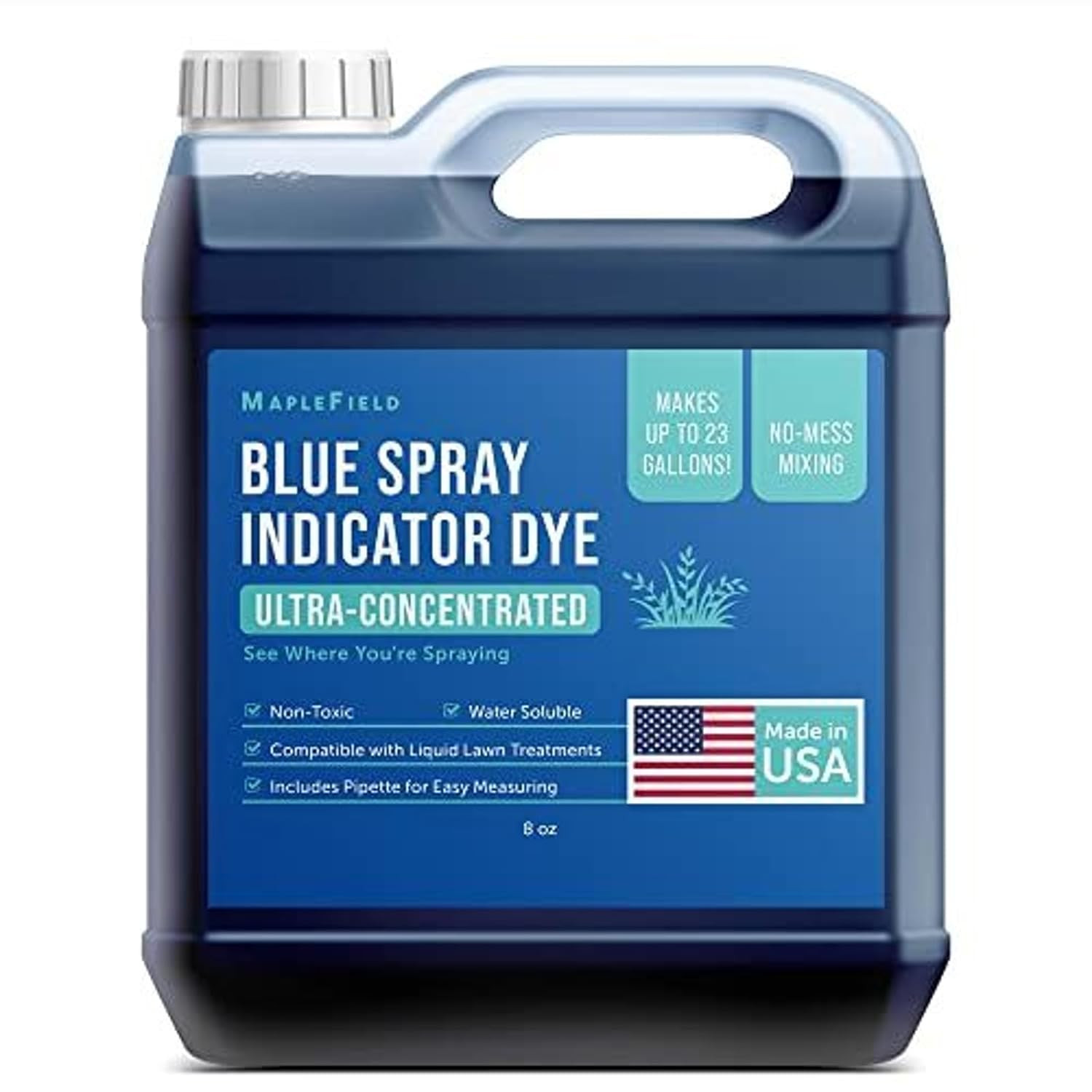 Blue Spray Indicator Dye – 8 Oz Bottle with Pipette – Lawn Dye for Sprayers & Sp