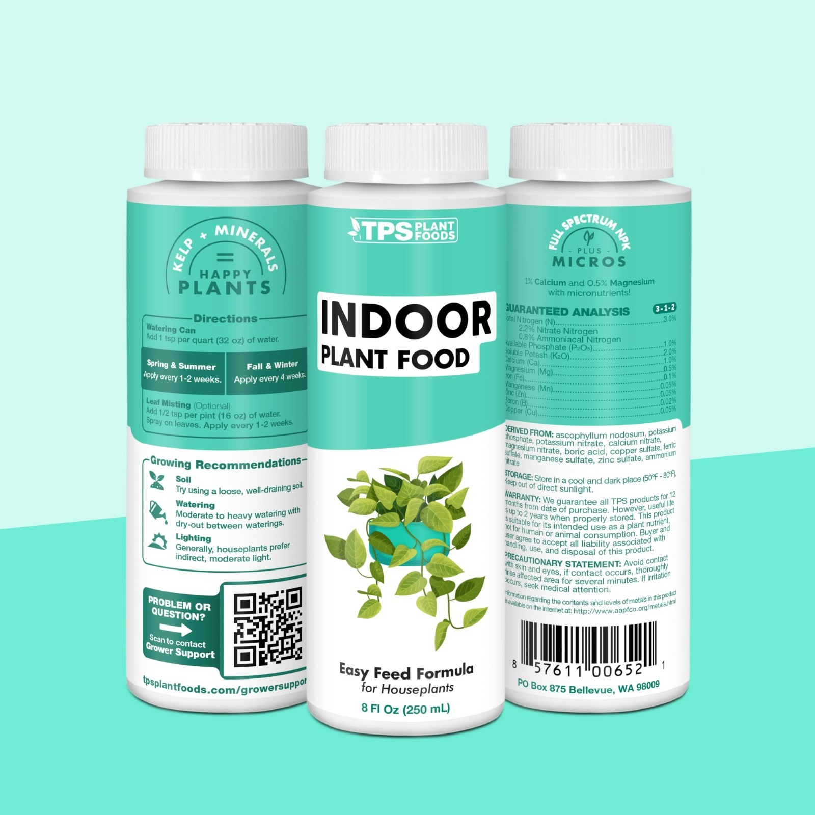 Complete Liquid Fertilizer for Indoor Plants – 1 Gallon, Kelp-Enriched, Promotes