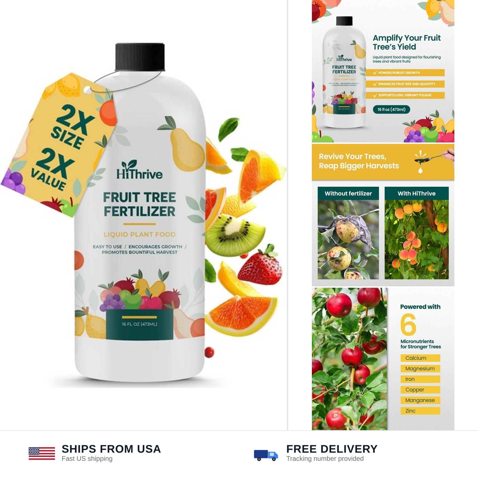 16oz Fruit Tree Fertilizer – Makes 16 Gallons of Fruit Tree Spray Plant Ferti…