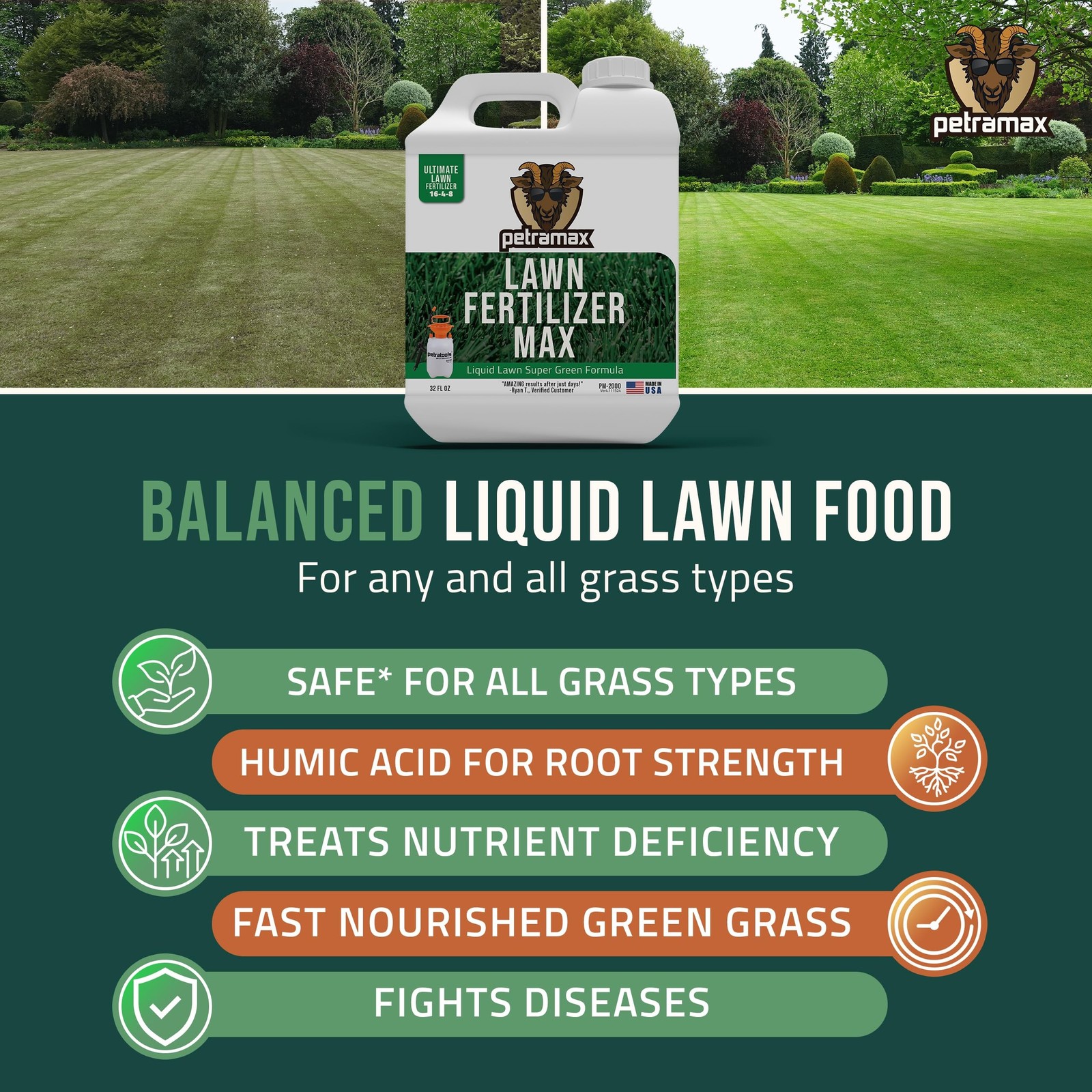 PetraTools Liquid Fertilizer, 16-4-8 Lawn Fertilizer, Liquid Lawn Fertilizer …