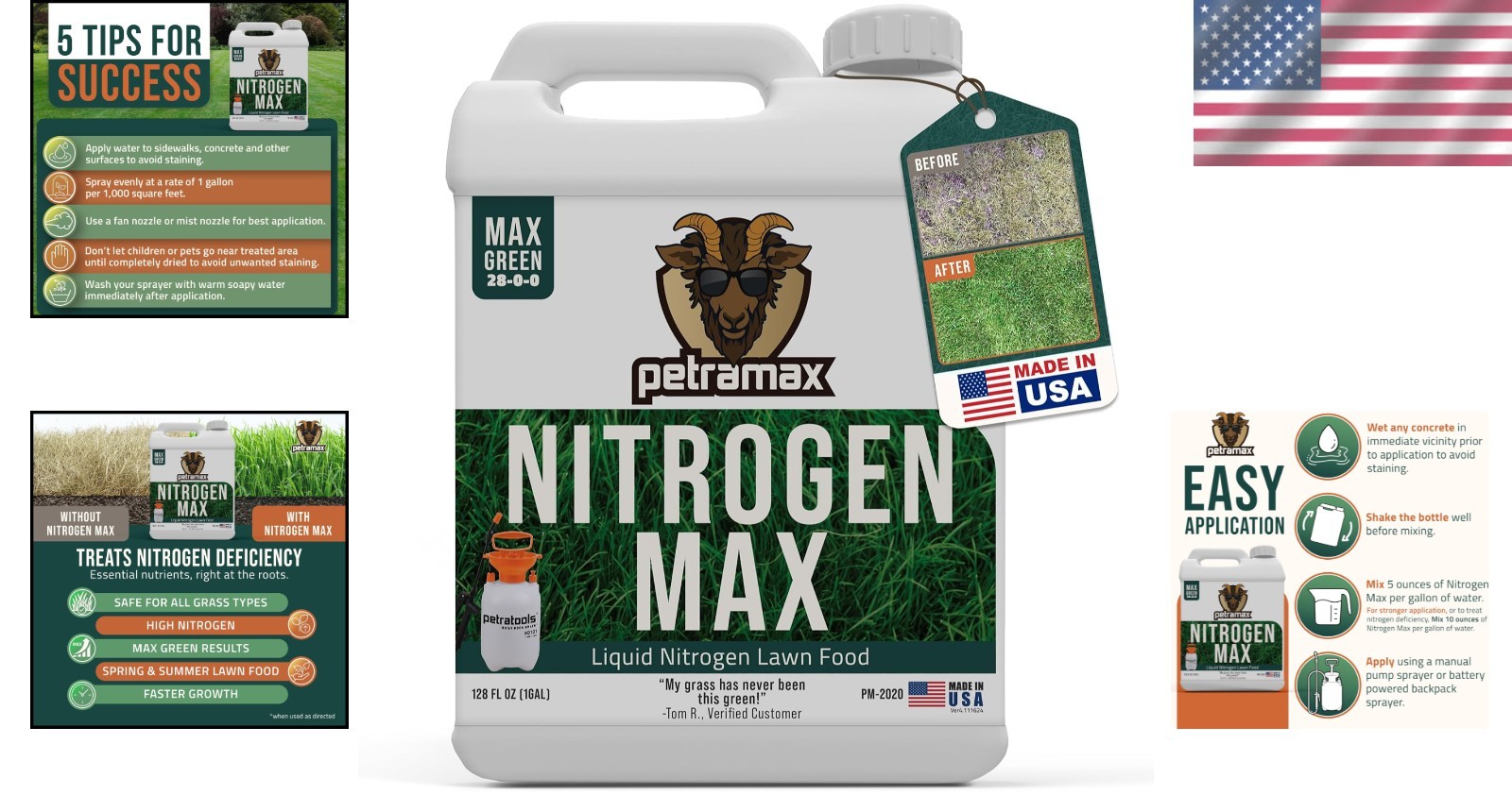 Max Liquid Nitrogen Fertilizer 28-0-0, 1 Gallon – Quick & Slow Release Lawn Care