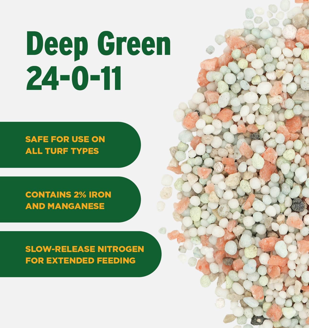Deep Green 24-0-11 Professional-Grade Lawn Fertilizer with 2% and Slow Release N