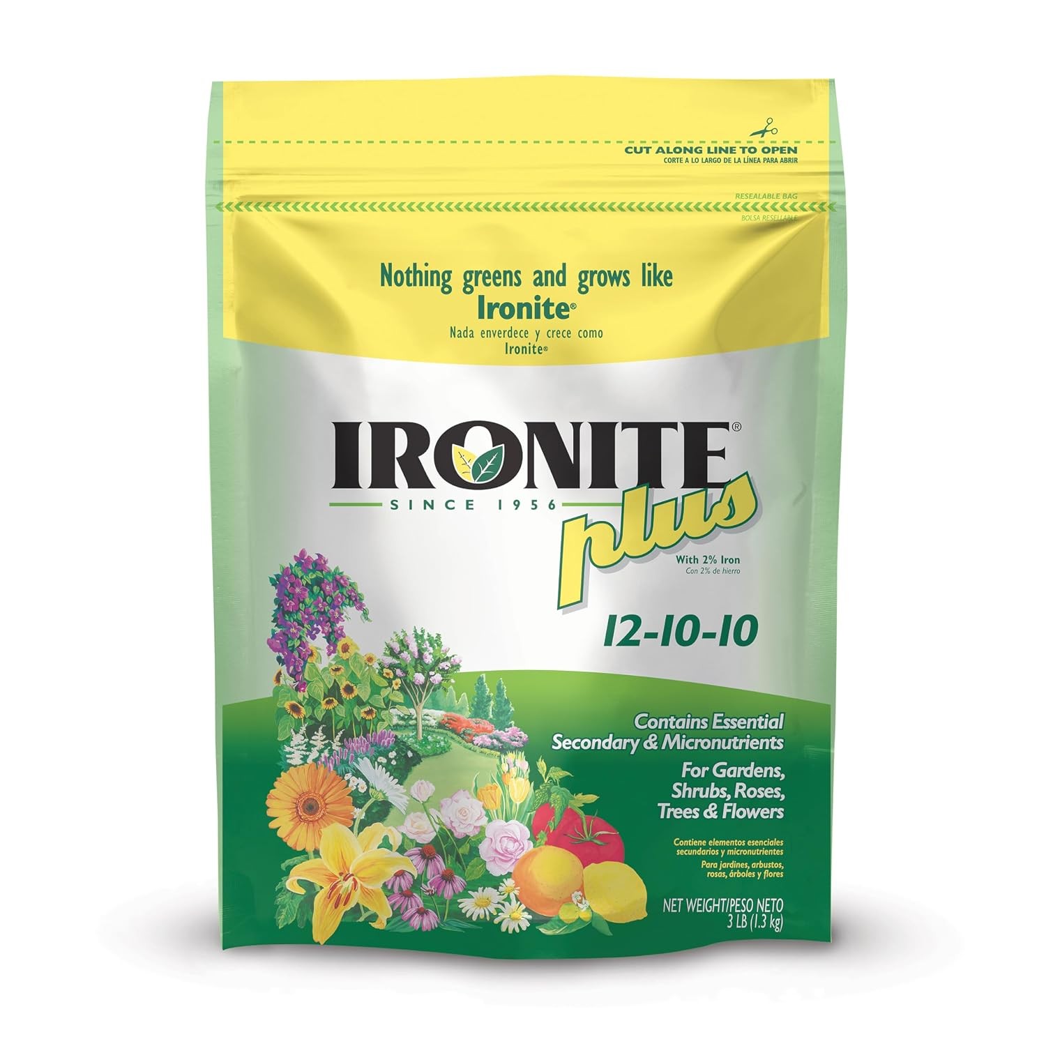 Shrubs Trees Plant Food Granular Fertilizer 12-10-10 3lb Ironite Plus Garden