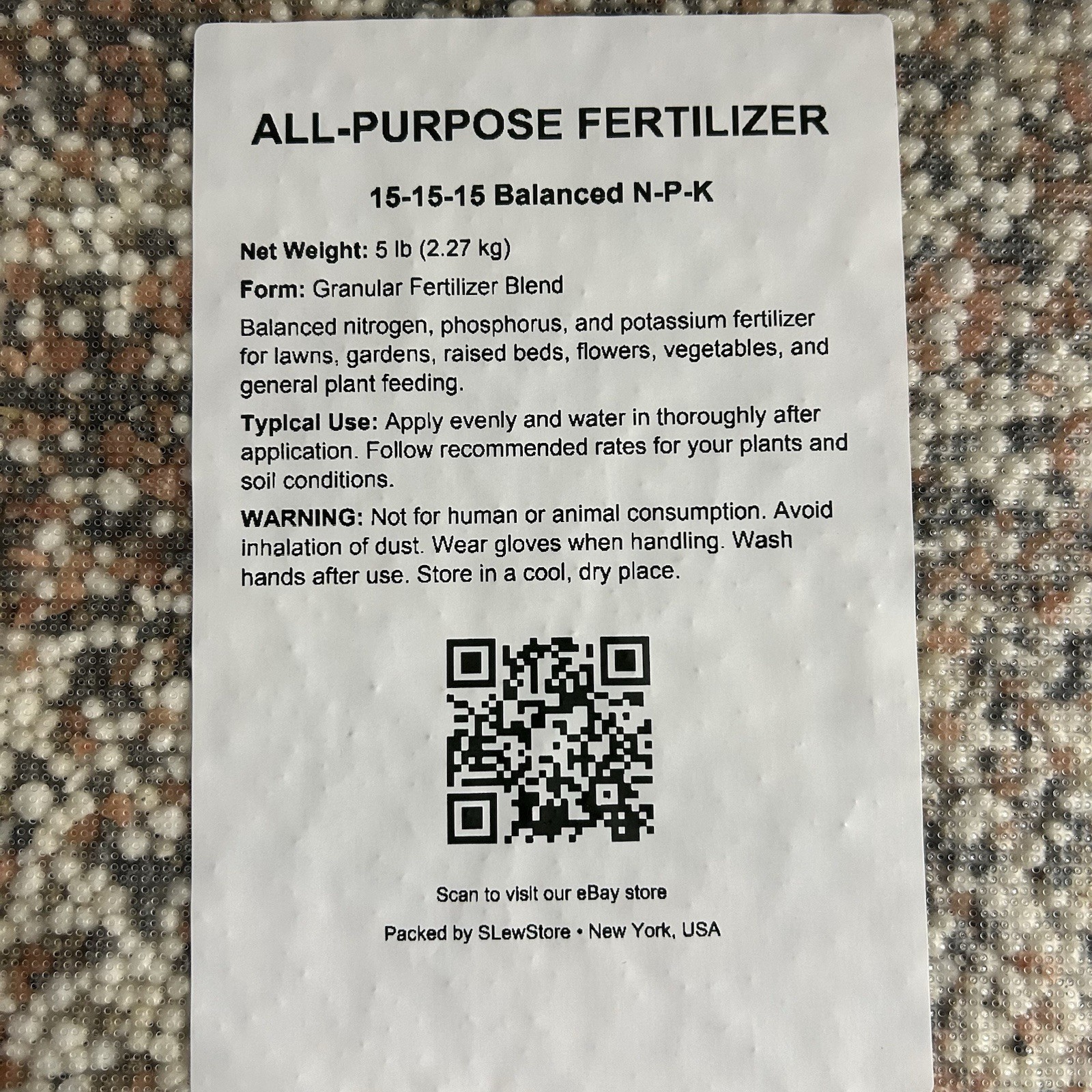 15-15-15 Fertilizer 5 lb Balanced NPK Granular Lawn Garden All Purpose