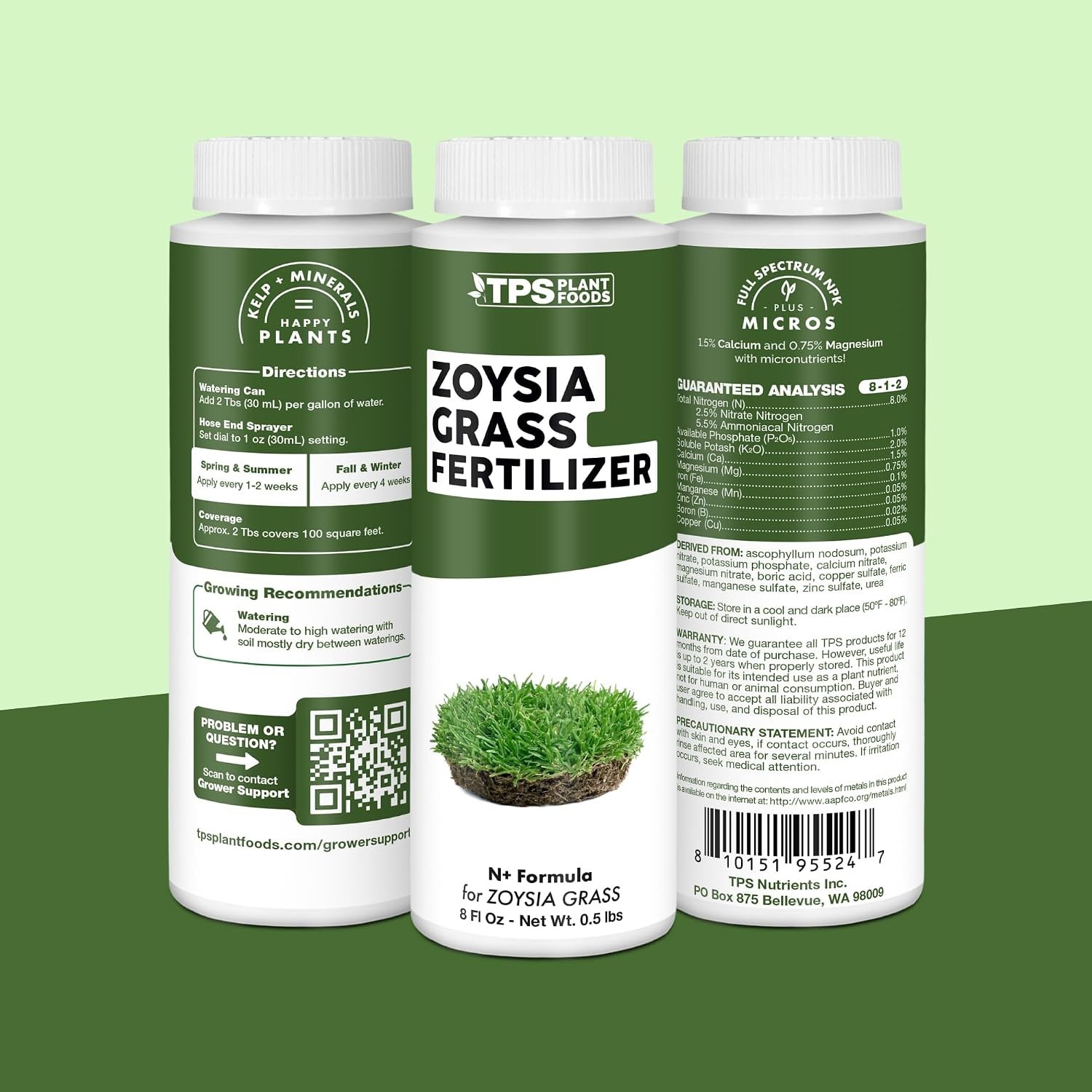 Zoysia Grass Fertilizer – Strong Roots, Green Lawn, 1 Gallon