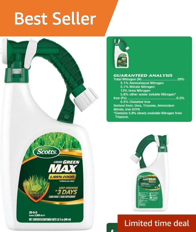 Liquid Green Max Lawn Food for Fast Green Up 2000 sq ft Easy Hose Application
